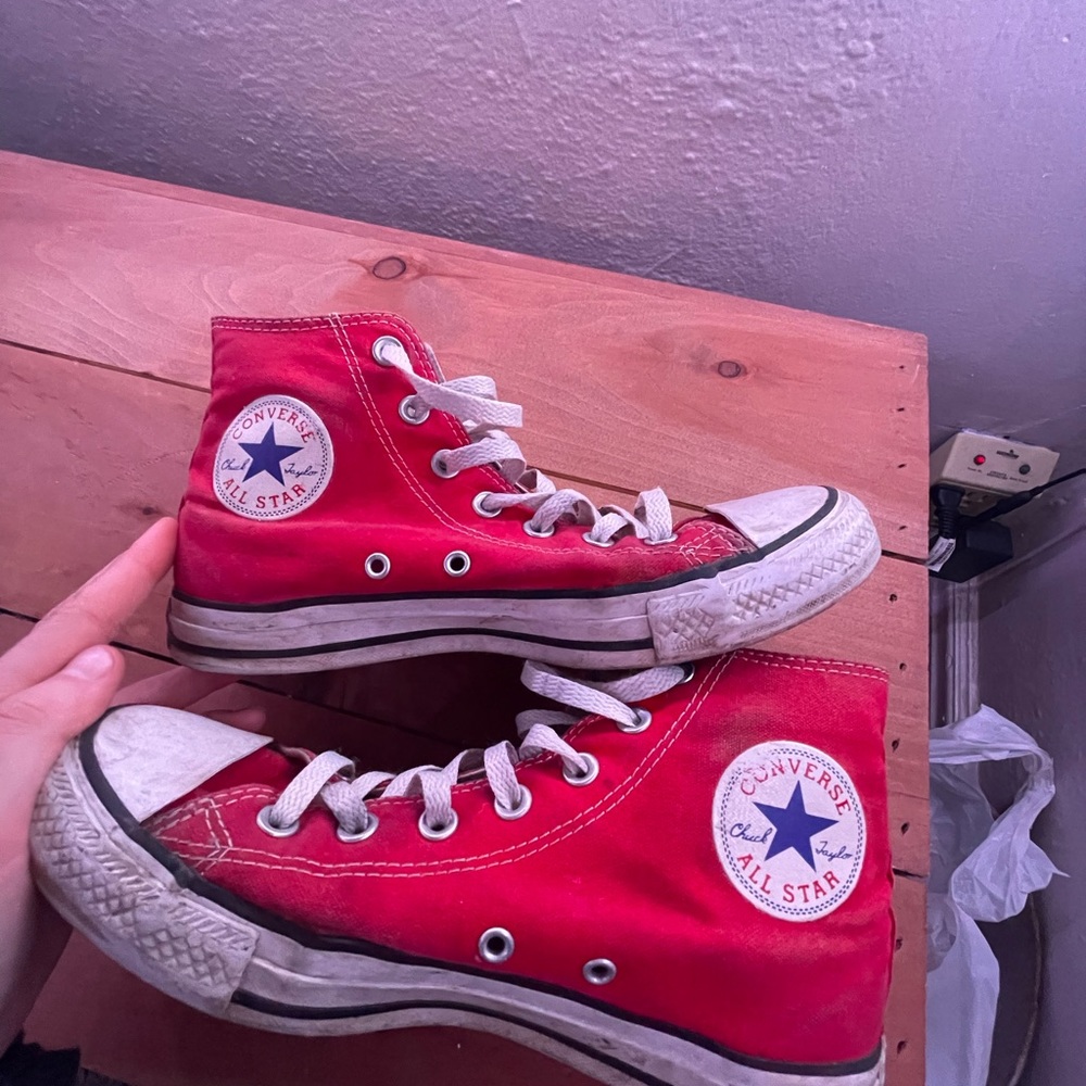 Red hightop converse